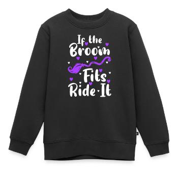 Soirée balais de sorcellerie Walpurgis - Sweat Premium enfant bio - noir - Devant - AI Model Kid Female (0cm)