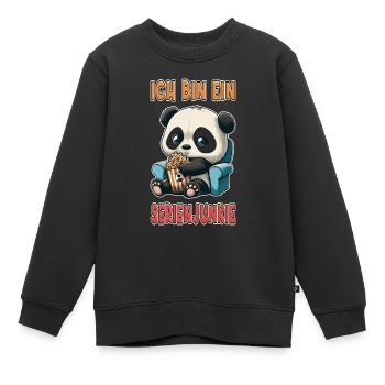 Serienjunkie Serienmarathon Panda Popcorn Couch - Kinder Premium Organic Sweatshirt - Schwarz - Vorne - AI Model Kid Female (0cm)