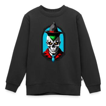 Ein Zauberschüler mit Totenkopf und spitzen Hut - Kinder Premium Organic Sweatshirt - Schwarz - Vorne - AI Model Kid Female (0cm)