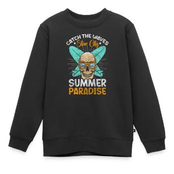 Surfen Meer Wasser - Kinder Premium Organic Sweatshirt - Schwarz - Vorne - AI Model Kid Female (0cm)