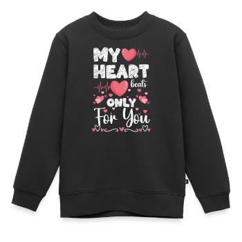 Partenaire de cœur romantique - Sweat Premium enfant bio - noir - Devant - AI Model Kid Female (0cm)