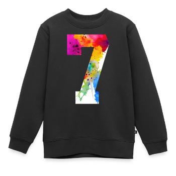 NUMBER 7 YEARS OLD 7TH BIRTHDAY - Kids Premium Organic Sweatshirt - black - Front - AI Model Kid Female (0cm)
