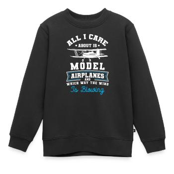 Maquette d’avion Pilote d’avion Maquette - Sweat Premium enfant bio - noir - Devant - AI Model Kid Female (0cm)