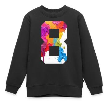 FARBIG NUMMER 8 BUNT 8. GEBURTSTAG - Kinder Premium Organic Sweatshirt - Schwarz - Vorne - AI Model Kid Female (0cm)