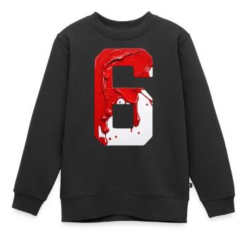 NR. 6 NUMMER 6 ROT WEIß 6. GEBURTSTAG - Kinder Premium Organic Sweatshirt - Schwarz - Vorne - AI Model Kid Female (0cm)