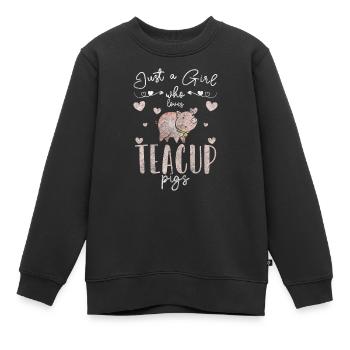 Teacup Cute Curly Tail Heart - Kids Premium Organic Sweatshirt - black - Front - AI Model Kid Female (0cm)