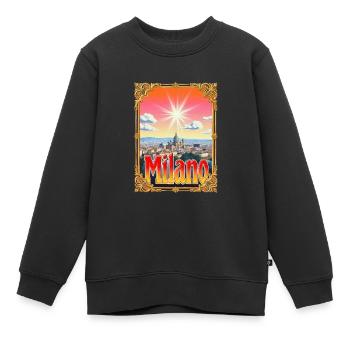 Milano Retroglow– Stadbild - Kinder Premium Organic Sweatshirt - Schwarz - Vorne - AI Model Kid Female (0cm)