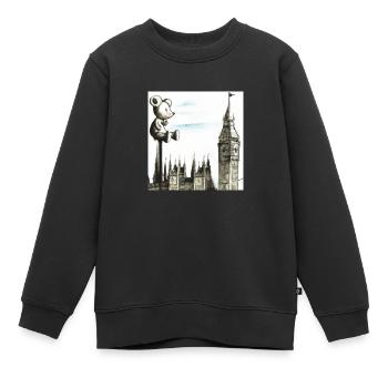 La souris gardien du temps de Big Ben - Sweat Premium enfant bio - noir - Devant - AI Model Kid Female (0cm)