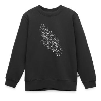 zweige,äste,muster,abstrakt, weiss, filigran, - Kinder Premium Organic Sweatshirt - Schwarz - Vorne - AI Model Kid Female (0cm)