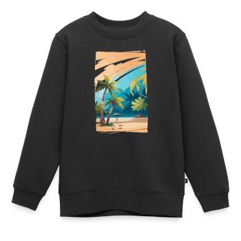 Tropical Background - Kids Premium Organic Sweatshirt - black - Front - AI Model Kid Female (0cm)