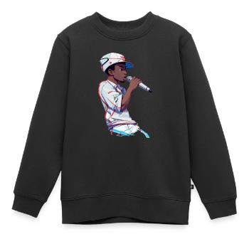 Un rappeur noir tenant un micro - Sweat Premium enfant bio - noir - Devant - AI Model Kid Female (0cm)