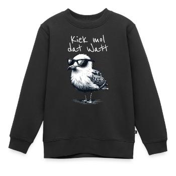 Kiek mol dat Watt Wattwanderer Möwe Spruch - Sweat Premium enfant bio - noir - Devant - AI Model Kid Female (0cm)