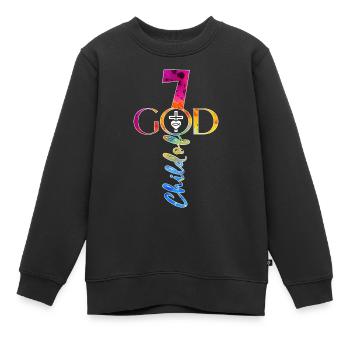 ÉGLISE CHRÉTIENS 7 ANS JÉSUS 7E ANNIVERSAIRE - Sweat Premium enfant bio - noir - Devant - AI Model Kid Female (0cm)