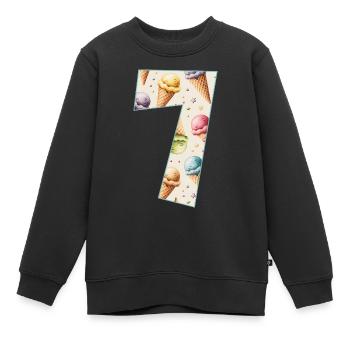 GLACE NUMÉRO 7 ANS GLACE 7E ANNIVERSAIRE - Sweat Premium enfant bio - noir - Devant - AI Model Kid Female (0cm)