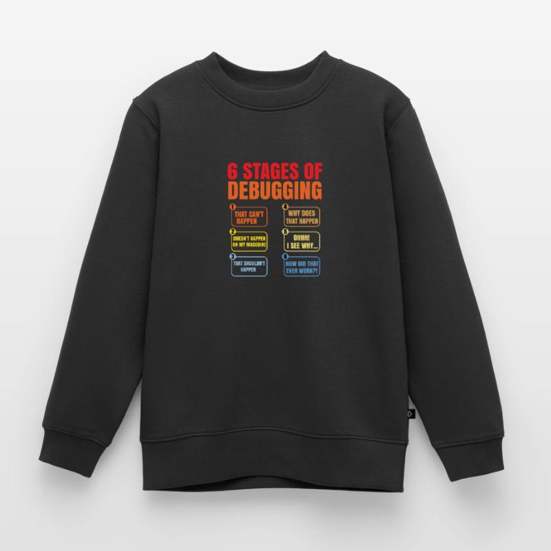 6 Stages Of Debugging Coder Programmer Software De Kinder Premium Organic Sweatshirt