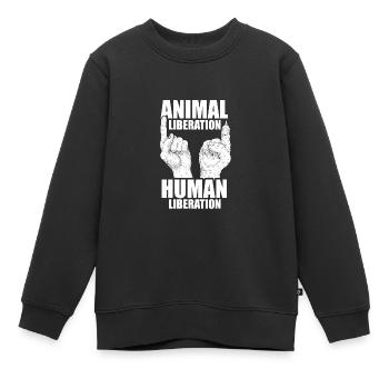 Animal Liberation Human Liberation Animal Lover Zo - Kinder Premium Organic Sweatshirt - Schwarz - Vorne - AI Model Kid Female (0cm)