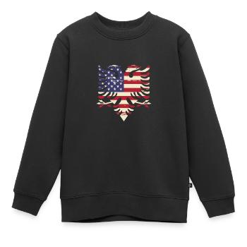 République d’Albanie Albanie Shqipëria Tirana Albanais - Sweat Premium enfant bio - noir - Devant - AI Model Kid Female (0cm)
