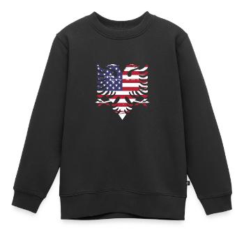 République d’Albanie Albanie Shqipëria Tirana Albanais - Sweat Premium enfant bio - noir - Devant - AI Model Kid Female (0cm)