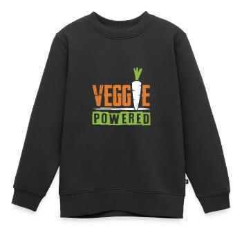 vegan veggie saying - Kids Premium Organic Sweatshirt - black - Front - AI Model Kid Female (0cm)