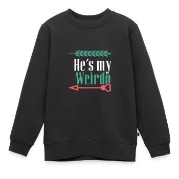 er ist mein verrückter paare - Kinder Premium Organic Sweatshirt - Schwarz - Vorne - AI Model Kid Female (0cm)