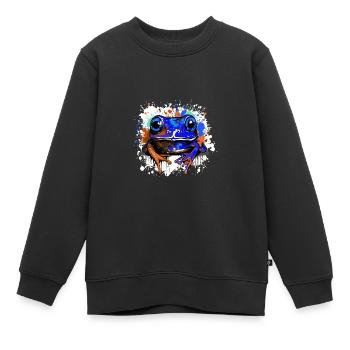 Frosch Bunt - Kinder Premium Organic Sweatshirt - Schwarz - Vorne - AI Model Kid Female (0cm)