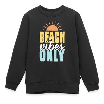 plage plage été - Sweat Premium enfant bio - noir - Devant - AI Model Kid Female (0cm)