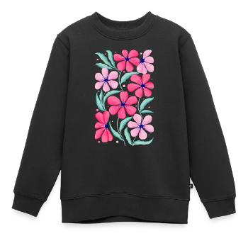 Décor floral en rose. Personnalisable - Sweat Premium enfant bio - noir - Devant - AI Model Kid Female (0cm)