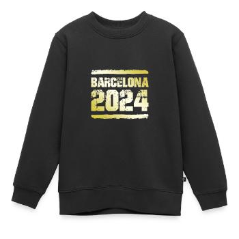 Barcelone 2024 Médaille d’or - Sweat Premium enfant bio - noir - Devant - AI Model Kid Female (0cm)