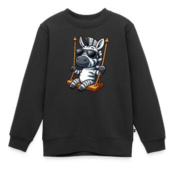 Mignon zèbre balançoire aire de jeux dessin animé - Sweat Premium enfant bio - noir - Devant - AI Model Kid Female (0cm)