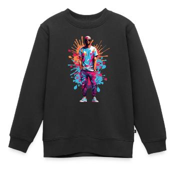 Hipsters cool - Sweat Premium enfant bio - noir - Devant - AI Model Kid Female (0cm)