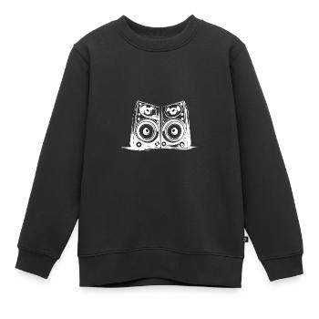 Haut-parleurs de fête de musique Basse - Sweat Premium enfant bio - noir - Devant - AI Model Kid Female (0cm)