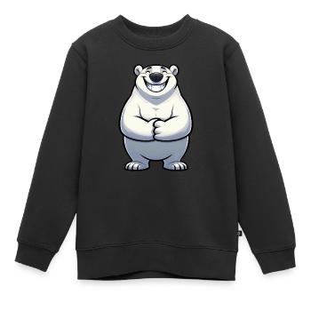 Zufriedener Eisbär Comic Nordpol Stolz Cool - Kinder Premium Organic Sweatshirt - Schwarz - Vorne - AI Model Kid Female (0cm)