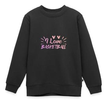 Ich liebe Basketball - Kinder Premium Organic Sweatshirt - Schwarz - Vorne - AI Model Kid Female (0cm)