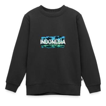 Indonésie - Sweat Premium enfant bio - noir - Devant - AI Model Kid Female (0cm)