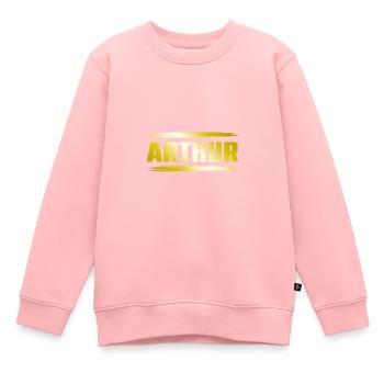 Arthur - Sweat Premium enfant bio - rose - Devant - AI Model Kid Female (0cm)