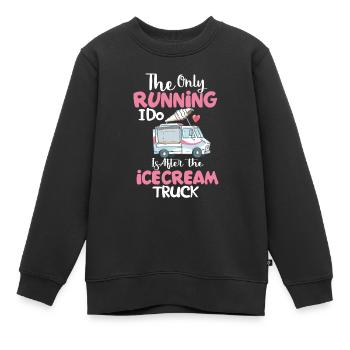 running after icecream truck je folg le camion de glace - Sweat Premium enfant bio - noir - Devant - AI Model Kid Female (0cm)
