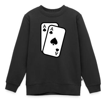 Cartes as de pique cartes à jouer poker - Sweat Premium enfant bio - noir - Devant - AI Model Kid Female (0cm)