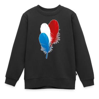 FRANCE Plumes en bleu blanc rouge - Sweat Premium enfant bio - noir - Devant - AI Model Kid Female (0cm)