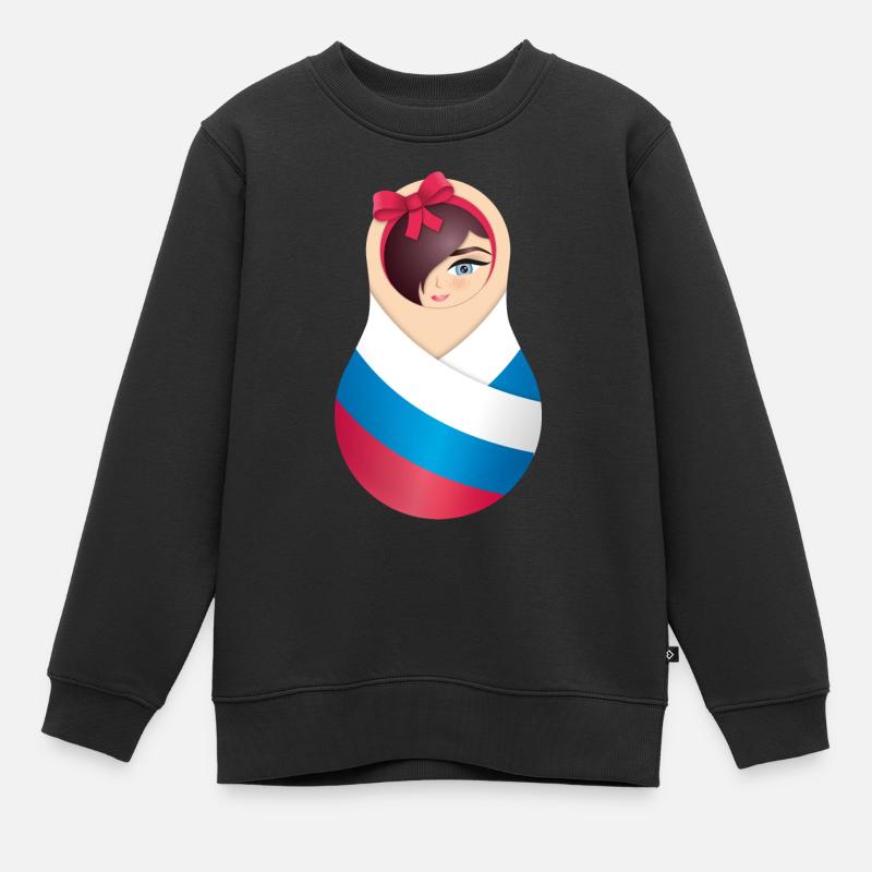 Matroschka Olga – Team Russia - Kinder Premium Organic Sweatshirt - Schwarz