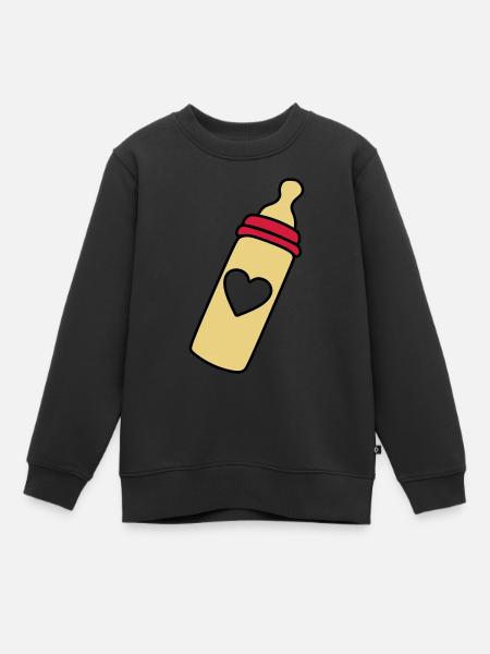 biberon coeur - Sweat Premium enfant bio - noir