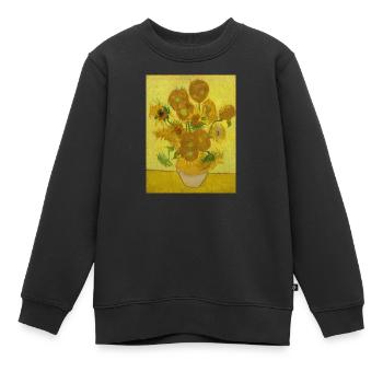 Art Gogh Paint Sun Flowers Graphique - Sweat Premium enfant bio - noir - Devant - AI Model Kid Female (0cm)