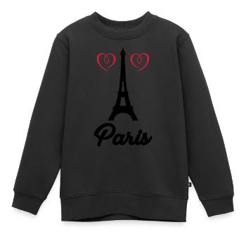 eiffel tower paris - Kids Premium Organic Sweatshirt - black - Front - AI Model Kid Female (0cm)
