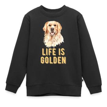 Golden Retriever - Sweat Premium enfant bio - noir - Devant - AI Model Kid Female (0cm)