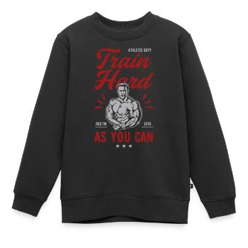 Train Hard - Sweat Premium enfant bio - noir - Devant - AI Model Kid Female (0cm)