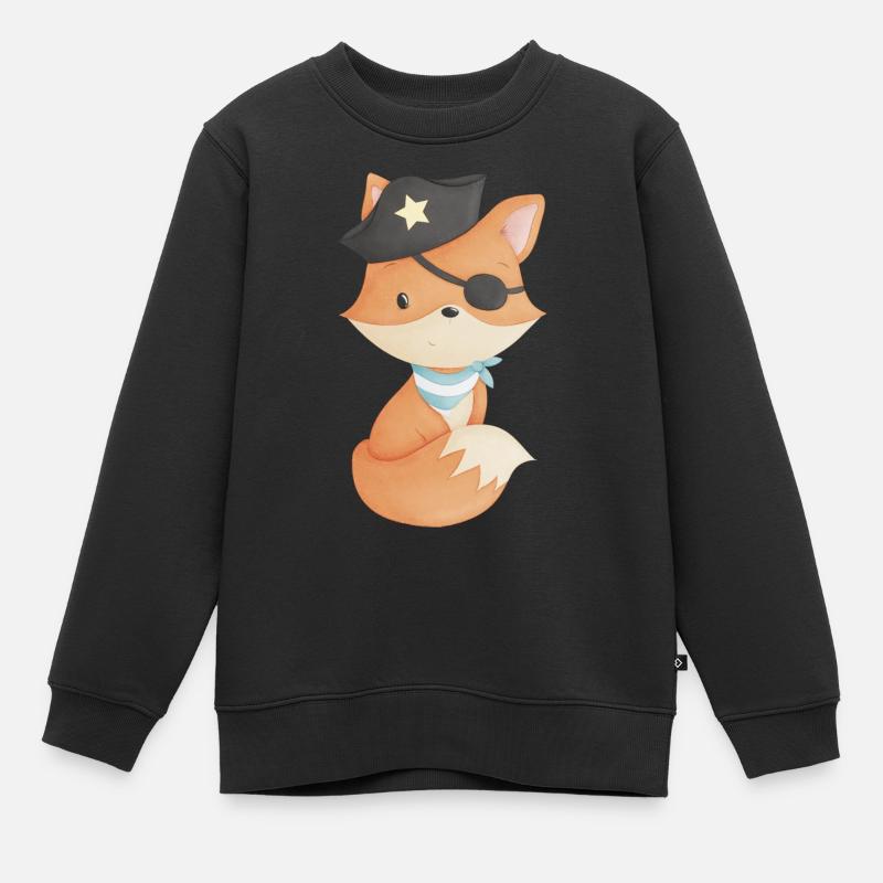 Fox as a pirate - Kids Premium Organic Sweatshirt - black