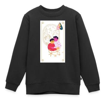Dad and son - Kids Premium Organic Sweatshirt - black - Front - AI Model Kid Female (0cm)