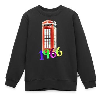 Cabine téléphonique Téléphone 1966 - Sweat Premium enfant bio - noir - Devant - AI Model Kid Female (0cm)