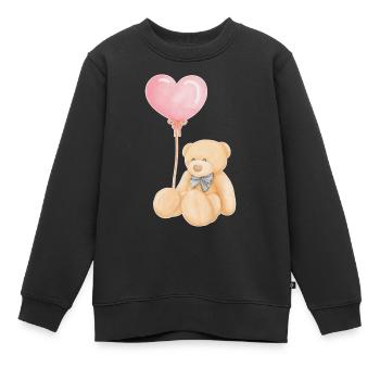 Teddy mit Luftballon - Kinder Premium Organic Sweatshirt - Schwarz - Vorne - AI Model Kid Female (0cm)