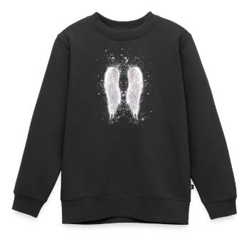angelwings,flügel,aquarell,engelsflügel,grau - Kinder Premium Organic Sweatshirt - Schwarz - Vorne - AI Model Kid Female (0cm)