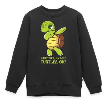 Drôle de tortue de mer Tortue de mer Eau de mer - Sweat Premium enfant bio - noir - Devant - AI Model Kid Female (0cm)